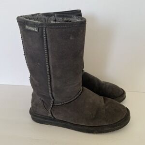 Bearpaw Emma Women's Gray Suede Tall Boots‎ Size 7 Sheepskin Wool Southwest Chic